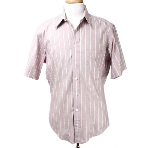 CHRISTIAN DIOR Monsieur Red Striped Button Up Short Sleeve Shirt - Picture 1 of 5